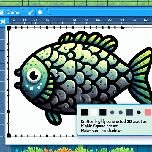 fish.
Single Game Texture.  In-Game asset.  2d.  Blank background.  High contrast.  No shadows
