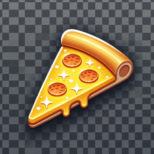 a slice of pizza on a transparent background, predominantly yellow. Slice of pizza.
Single Game Texture. In-Game asset. 2d. Blank background. High contrast. No shadows.