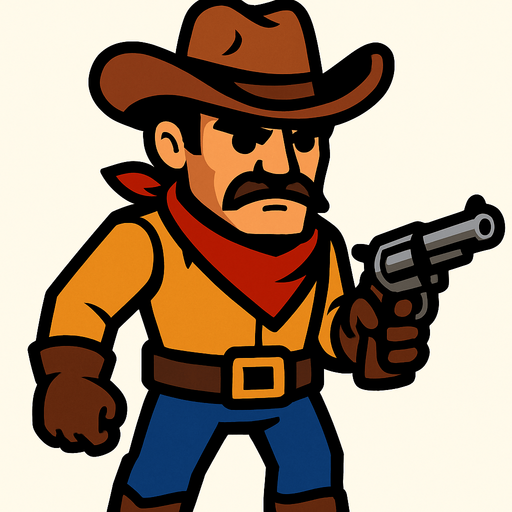 Cowboy.
In-Game asset.  2d.  High contrast.  No shadows