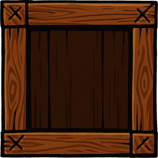 crea una caja de madera que este el medio vacio solo hacme el marco y un color de madera oscura en el centro.
In-Game asset.  2d.  High contrast.  No shadows