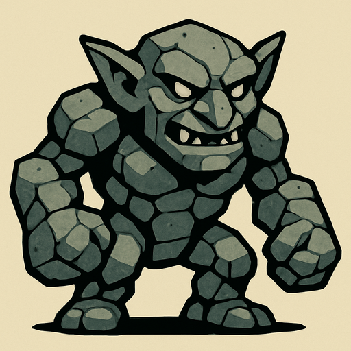 taş goblin.
In-Game asset.  2d.  High contrast.  No shadows
