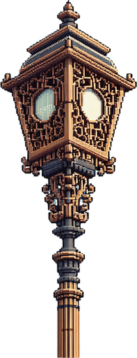 lateral view of a wooden mordern street lamp post...
video game sprite