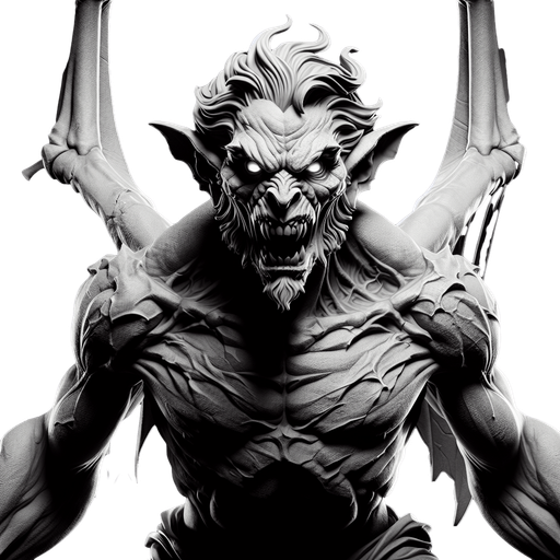 2d evil  winged gargoiyle monster anger taunt
Single Game mTexture.  In-Game asset.  2d.  Blank background.  High contrast.  No shadows