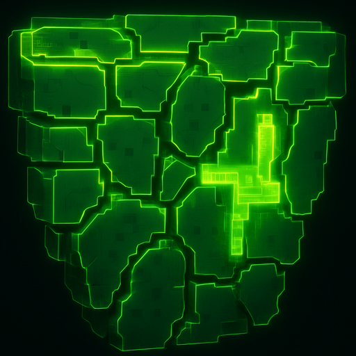 Glowing yellow-green cyberpunk neon hologram 3d