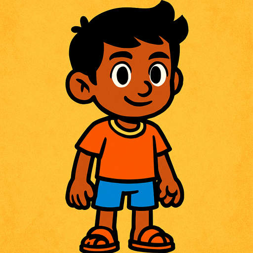 indian young boy character.
In-Game asset.  2d.  High contrast.  No shadows