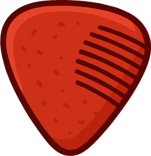 Kırmızı pastel renk gitar çalma aksesuarı.
In-Game asset.  2d.  High contrast.  No shadows