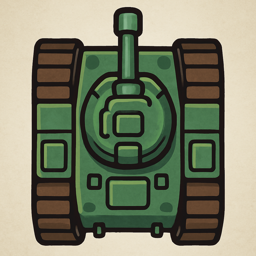 Tepeden bakış tank.
In-Game asset.  2d.  High contrast.  No shadows