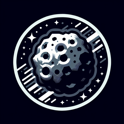 asteroid.
Single Game Texture.  In-Game asset.  2d.  Blank background.  High contrast.  No shadows