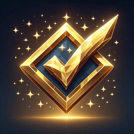 Brilliant Gold Checkmark.
Single Game Texture. In-Game asset. 2d. Blank background. High contrast. No shadows.