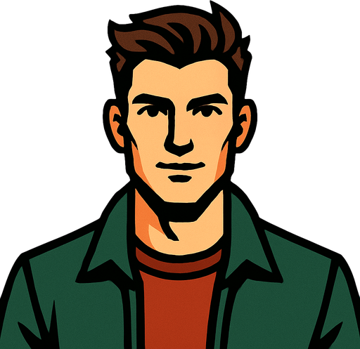 A handsome man, facing us.
In-Game asset.  2d.  High contrast.  No shadows