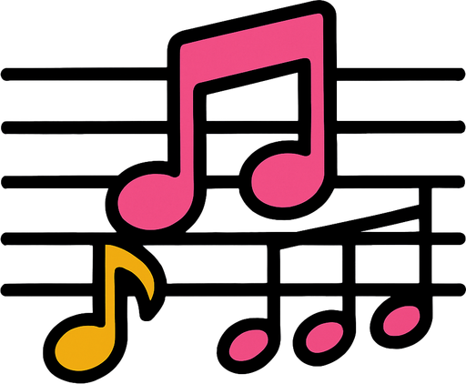 2D muzik notasi.
In-Game asset.  2d.  High contrast.  No shadows