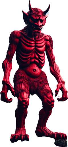 ancient japan oni red monster stand scary rage