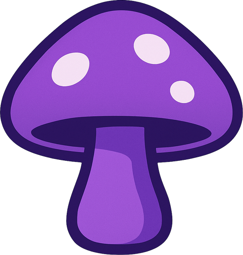 Purple mushroom.
In-Game asset.  2d.  High contrast.  No shadows. Very simple