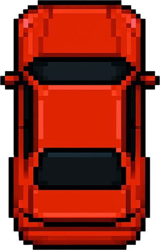Draw 2d pixel car top view Red.
In-Game asset.  2d.  High contrast.  No shadows