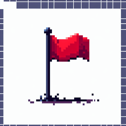 pixel art of a red flag on a tall pole.
Single Game Texture. In-Game asset. 2d. Blank background. High contrast. No shadows.