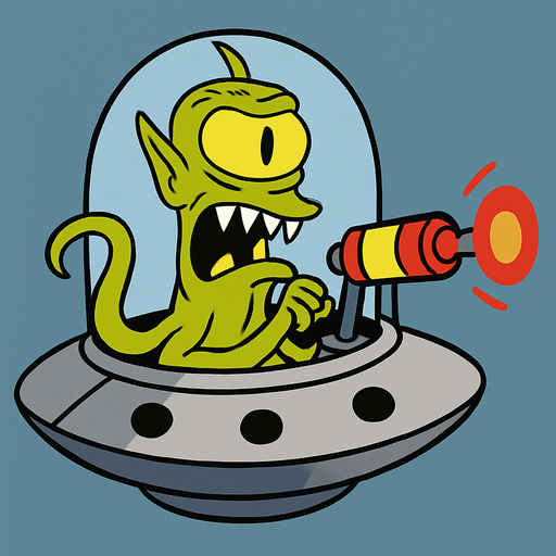 Make my character inside an UFO armed with a laser cannon and make him drive it