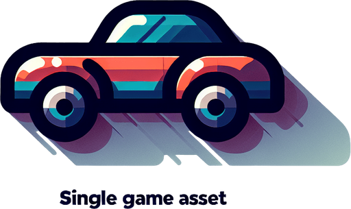 car.
Single Game Texture.  In-Game asset.  2d.  Blank background.  High contrast.  No shadows