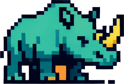 Rhino 8bit.
In-Game asset.  2d.  High contrast.  No shadows