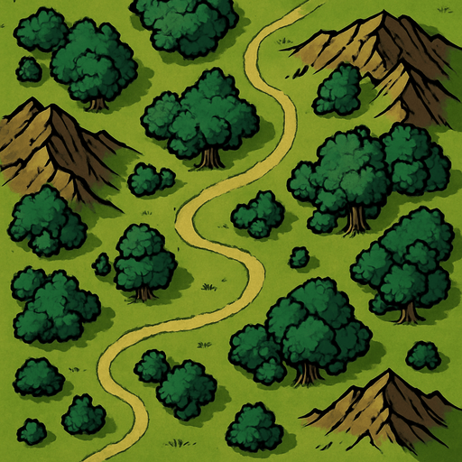 Üstten olacak şekilde hafif ormanlık ve dağlık olacak şekilde çayır.. In-Game asset. 2d. High contrast. Gölgelikler olsun. Map tarzı bir harita..
In-Game asset.  2d.  High contrast.  No shadows