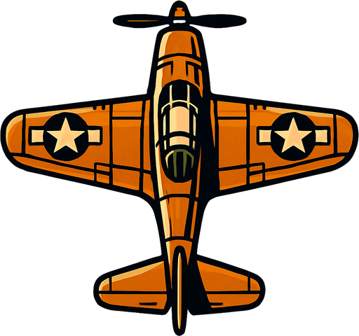 top down classic war plane.
In-Game asset.  2d.  High contrast.  No shadows