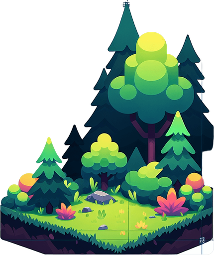 Orman vektör tarzda.
Single Game Texture.  In-Game asset.  2d.  Blank background.  High contrast.  No shadows