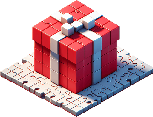 Red gift Single Game Texture. In-Game asset. 2d. Blank background. High contrast. No shadows.