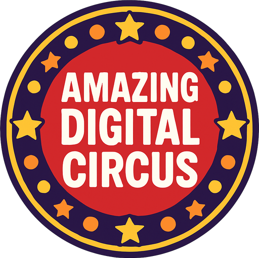 Amazing digital circus button.
In-Game asset.  2d.  High contrast.  No shadows