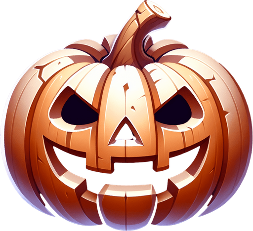 stylized halloween pumpkin.
Single Game Texture. In-Game asset. 2d. Blank background. High contrast. No shadows.