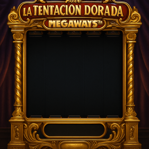 Crea un asset visual completo para una máquina tragamonedas estilo Megaways, coherente con 'La Tentación Dorada'.

Diseño Central Megaways:

Rodillos Dinámicos: Muestra una configuración de 6 rodillos verticales, donde la altura de cada rodillo puede variar de forma dinámica (mostrando entre 2 y 7 símbolos por rodillo). Esto debe ser visualmente aparente, quizás con indicadores de símbolos en la parte superior/inferior de cada rodillo (necesito que dejes un hueco en la maquina para que yo ponga los 6 rodillos/slots).

Estilo y Temática:

Opulencia: Marco de la máquina lujoso, dorado, con detalles intrincados, similar a la tragamonedas principal.

Fondo de Rodillos: Oscuro y elegante (negro, azul noche), para resaltar los símbolos.