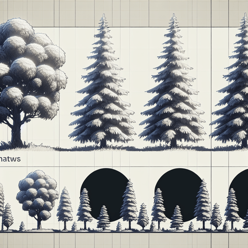 Trees.
Single Game Texture. In-Game asset. 2d. Blank background. High contrast. No shadows.