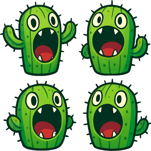 ağazı açık kaktüsler 2D.
In-Game asset.  2d.  High contrast.  No shadows