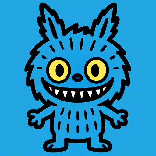 Blue Labubu.
In-Game asset.  2d.  High contrast.  No shadows