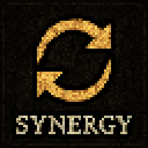 Synergy icon Dark souls style 2d pixel art.
In-Game asset.  2d.  High contrast.  No shadows