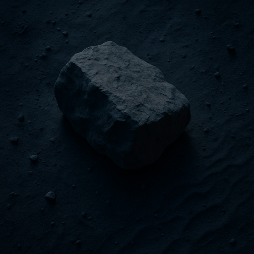 Photorealistic dusty rock in desert at night, bird view
