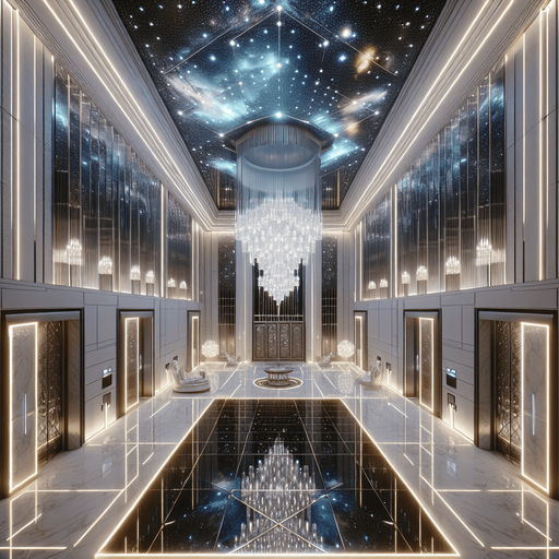 Hall in a luxury futuristic castle