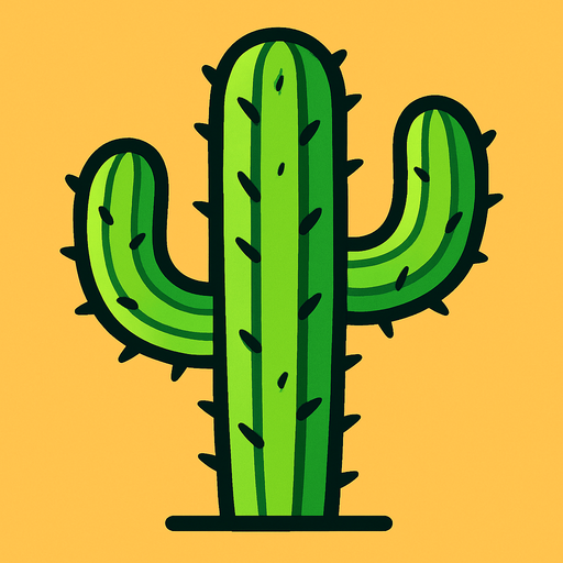 cactus 2d.
In-Game asset.  2d.  High contrast.  No shadows