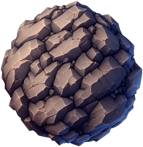 A rough edged rock. Transparent image..
Single Game Texture. In-Game asset. 2d. Blank background. High contrast. No shadows.
