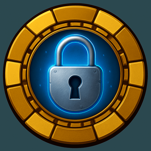 Change the image of the shield into the center to a steel padlock with a keyhole on it.