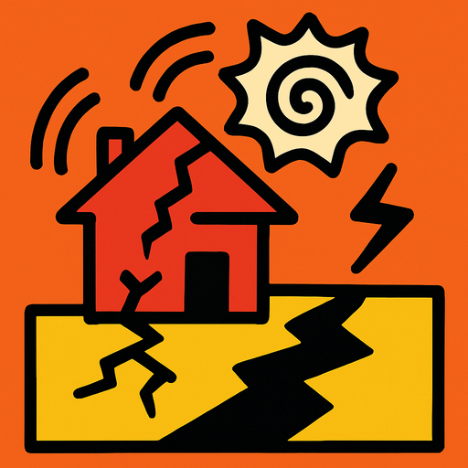 earthquake image.
In-Game asset.  2d.  High contrast.  No shadows