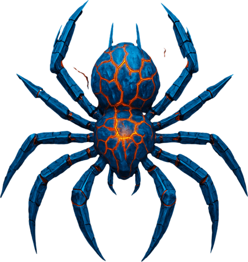 crazy blue lava spider spaceship top view.