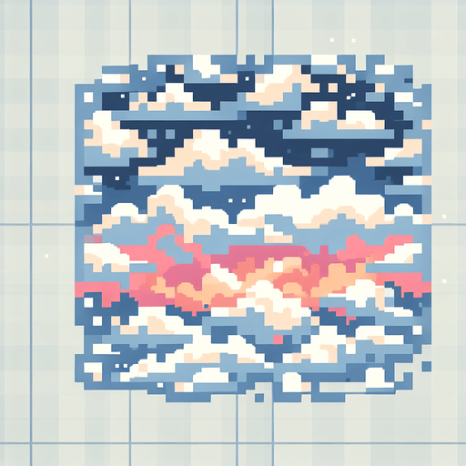 pixelated cloudy sky
Single Game Texture. In-Game background. 2d. High contrast. No shadows. 8 bit