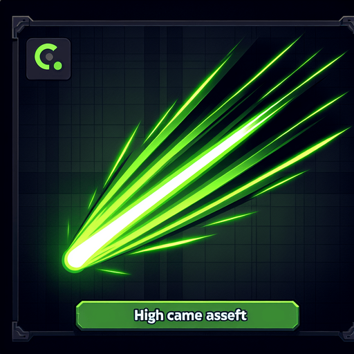 green laser.
Single Game Texture.  In-Game asset.  2d.  Blank background.  High contrast.  No shadows