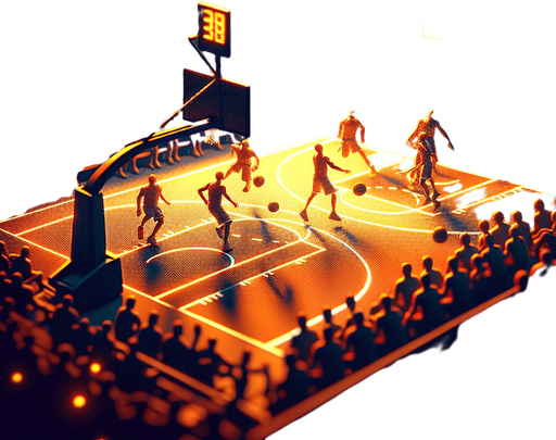 Basketball.
Single Game Texture. In-Game asset. 3D. Full background. High contrast. 
Yes shadows.