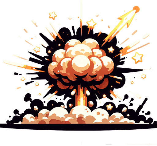 explosion.
Single Game Texture. In-Game asset. 2d. Blank background. High contrast. No shadows.