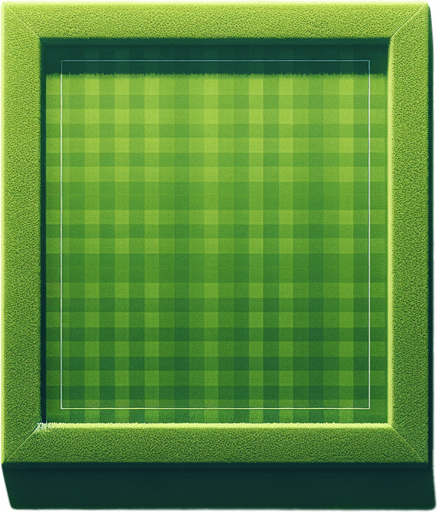 top view of a beautiful and lush clean ans straight lawn square.
Video game style