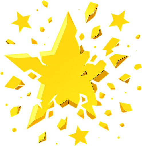 star breaking particles yellow.
In-Game asset.  2d.  High contrast.  No shadows