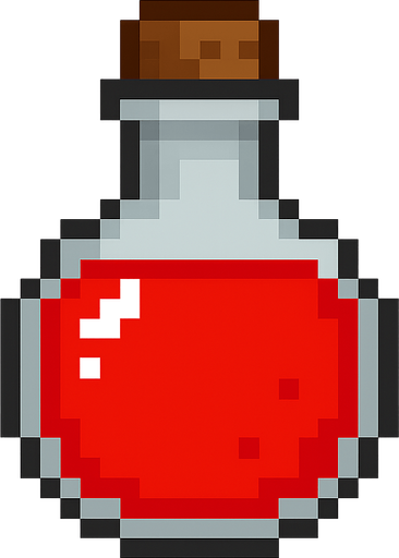 2d pixel potion. No background. Transparent background. Blank background. No shadows. 2d. In-Game asset. flat