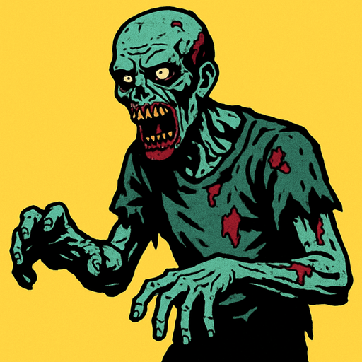 a horror zombie.
In-Game asset.  2d.  High contrast.  No shadows