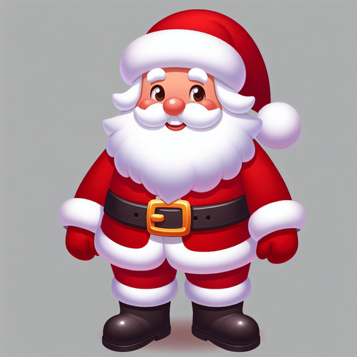 Санта Single Game Texture. In-Game asset. 2d. Blank background. High contrast. No shadows.