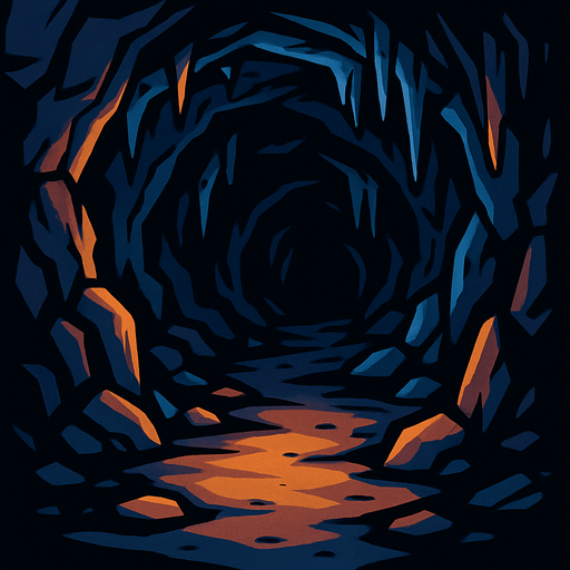 Deep cave with cartoonish style.
In-Game asset.  2d.  High contrast